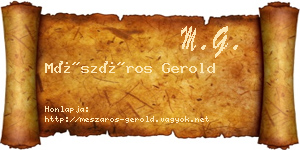Mészáros Gerold névjegykártya